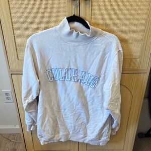 Aerie Cream Sweatshirt with Blue Accents